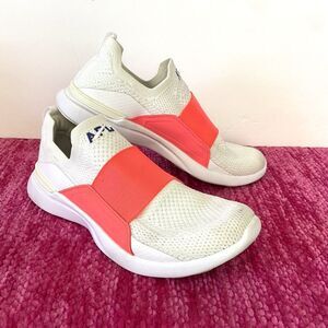 APL Techloom Bliss Running Athletic Shoes White/Cream/Neon Coral Orange 6.5